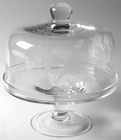 Rose Serenade Cake Plate with Glass Dome
