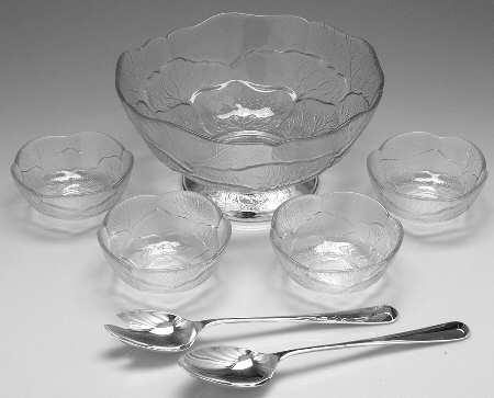 Crystal Leaf (7 Piece) Salad Set-Sab12st, 4 Sab5, & Sld2sv