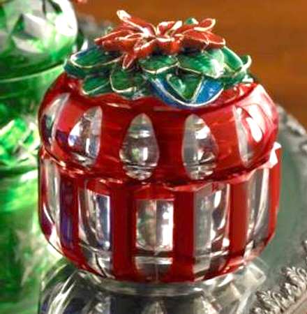 Jeweled Heirloom Poinsettia Box with Lid