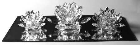 Lotus (4 Piece) Candleholder Set & Mirror Tray