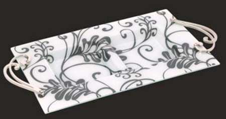 Smoked Floral 2 Part Rectangular Serving Dish