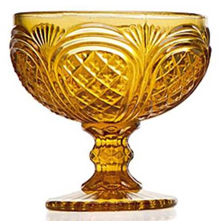 Cathedral Amber Footed Dessert Bowl