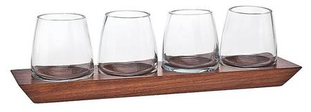 Magnus Double Old Fashioned - Set of 4 & Wood Holder