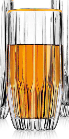Pleat Gold Trim Highball Glass