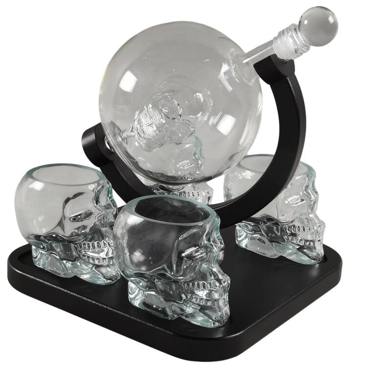 Halloween Collection (7 Piece) Decanter Set & Wood Stand