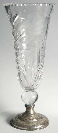 Satin Iris 14" Flower Vase with Sterling Base