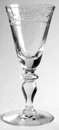 Wheat Border (Polished Cut) Wine Glass