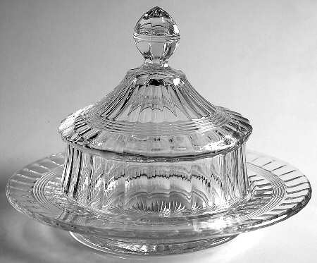Banded Flute Clear Round Covered Butter