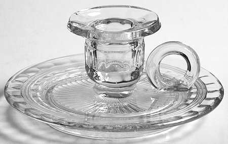 Banded Flute Clear Handled Candleholder