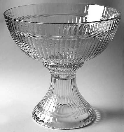 Banded Flute Clear Punch Bowl with Stand