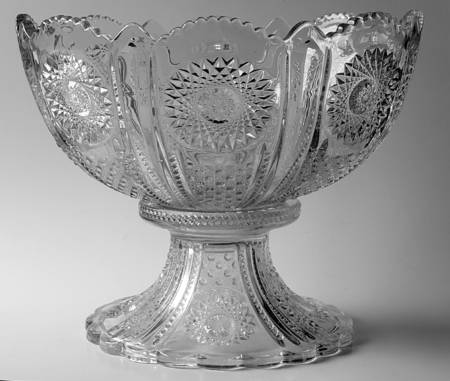Beaded Panel Sunburst Punch Bowl with Stand