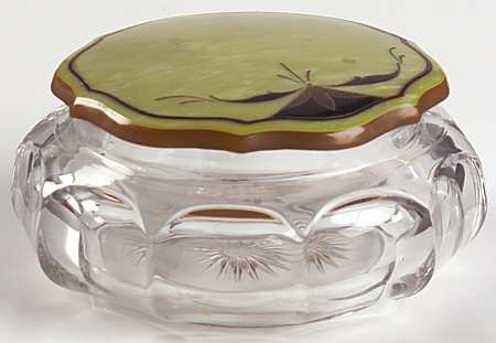 Colonial Clear (Stem 373-341) Round Puff Box with Celluloid Lid