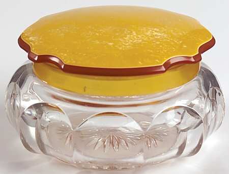 Colonial Clear (Stem 373-341) Round Puff Box with Celluloid Lid