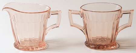 Coarse Rib Pink (Flamingo) Creamer & Open Sugar Set