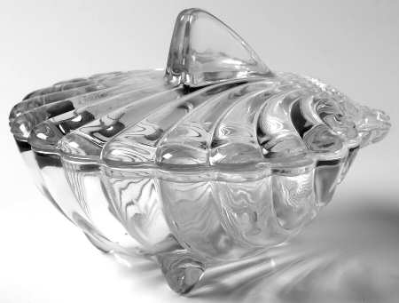 Crystolite (Pressed & Thin Blown) Candy Dish & Lid Shell Shape