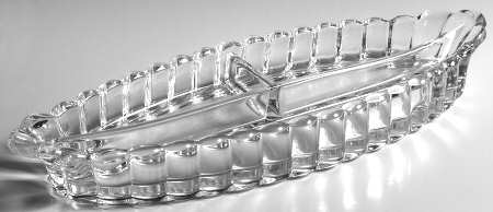Crystolite (Pressed & Thin Blown) 12" Oval 3 Part Celery/Relish