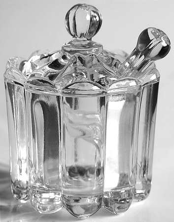 Crystolite (Pressed & Thin Blown) Mustard & Lid with Spoon