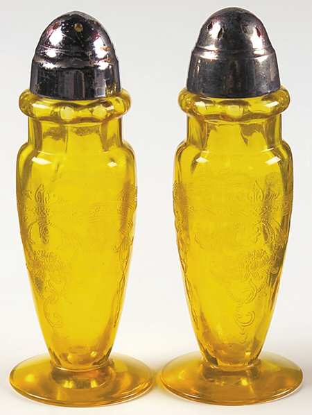 Empress Marigold Footed Shaker Set & Metal Lids