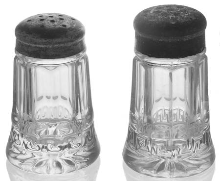 Greek Key Clear Shaker Set w/Metal Lids