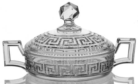 Greek Key Clear Round Covered Butter