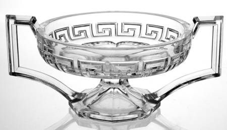 Greek Key Clear Footed Handled Open Jam/Jelly