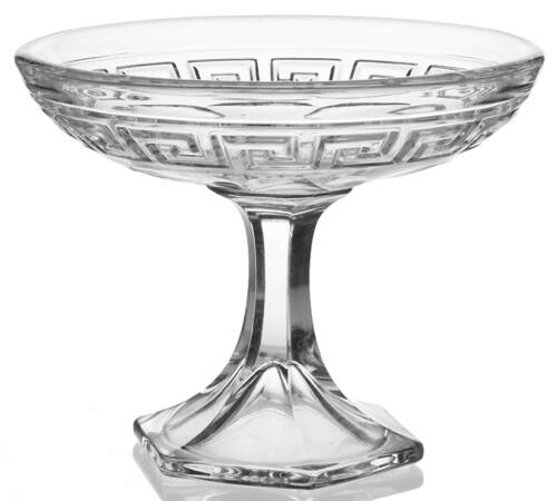 Greek Key Clear Tall Footed Shallow Jam/Jelly by Heisey