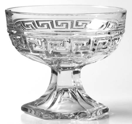 Greek Key Clear Low Sherbet