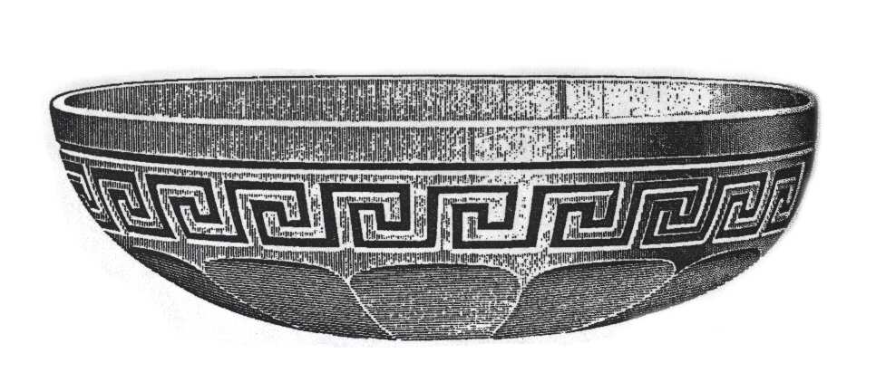 Greek Key Clear 9" Shallow Nappy