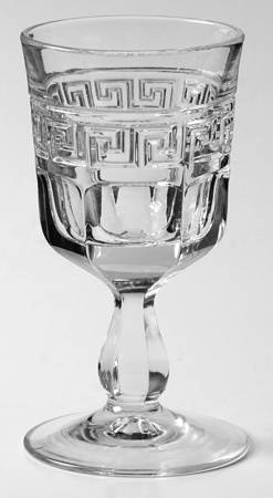 Greek Key Clear Wine Glass