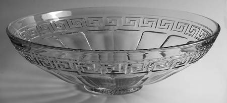 Greek Key Clear Shallow Punch Bowl