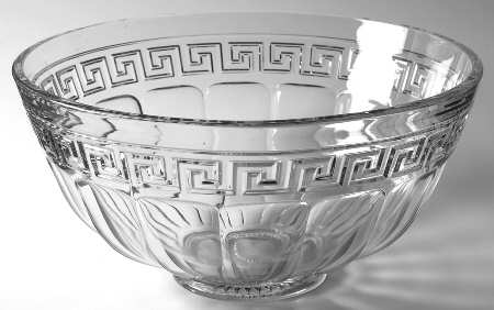 Greek Key Clear Punch Bowl