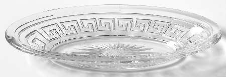 Greek Key Clear 9" Oval Celery