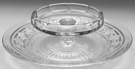 Greek Key Clear 1-Piece Cheese and Cracker