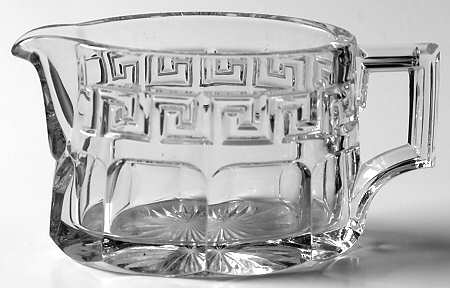 Greek Key Clear Oval Hotel Creamer