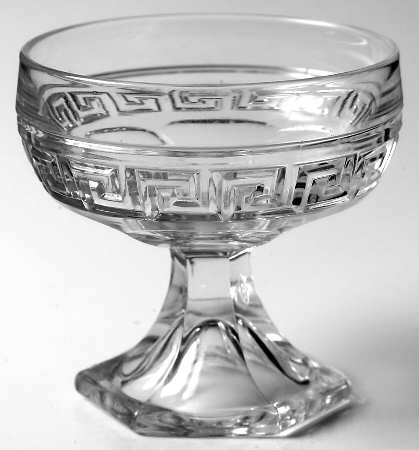 Greek Key Clear Low Sherbet by Heisey