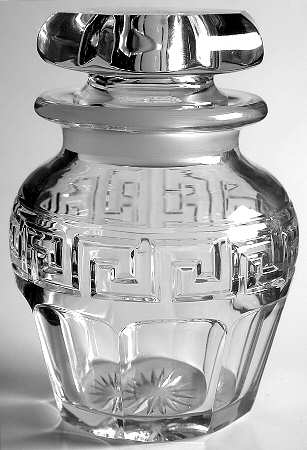 Greek Key Clear Pickle Jar & Glass Lid