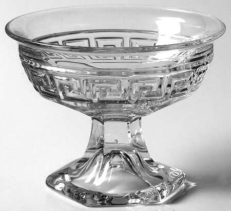 Greek Key Clear Low Sherbet by Heisey