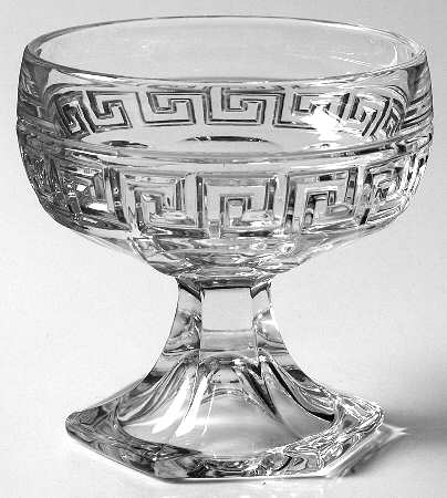 Greek Key Clear Low Sherbet