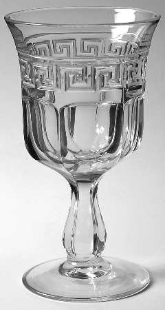 Greek Key Clear Water Goblet by Heisey