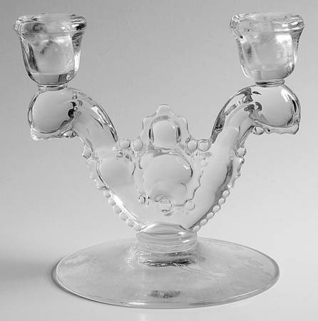 Heisey Rose Double Light Candlestick