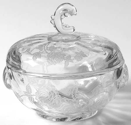 Heisey Rose Chocolate with Wave Finial Lid