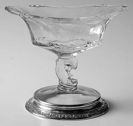 Heisey Rose Oval Compote W/Sterling Base