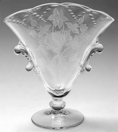 Heisey Rose Fan Shape Vase
