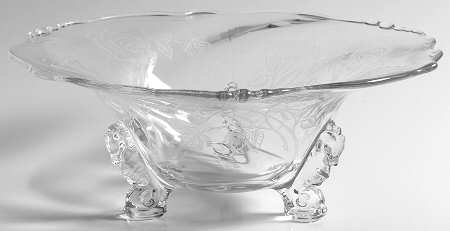 Heisey Rose Three-Toed Bowl