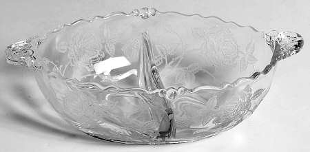 Heisey Rose Divided Dressing Bowl