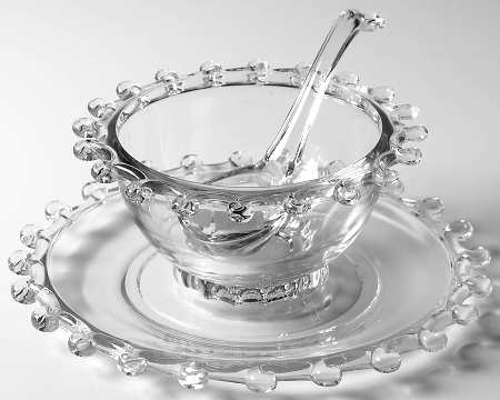 Lariat (Blown) Mayonnaise Bowl, Underplate and Ladle