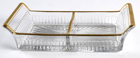 Narrow Flute Clear (Stem  393) 8" Rectangular 2 Part Relish