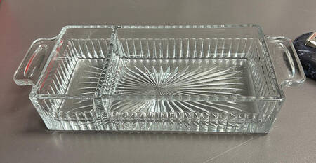 Narrow Flute Clear (Stem  393) 9" Rectangular 2 Part Relish