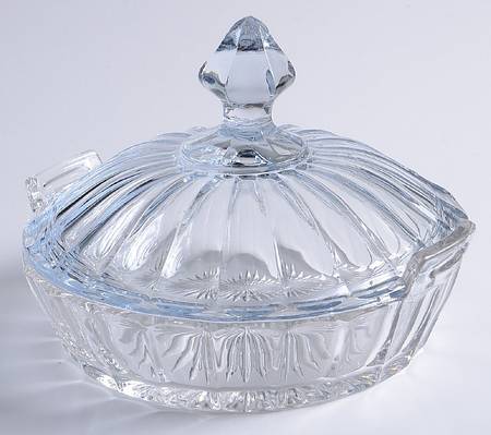 Narrow Flute Clear (Stem  393) Small Lemon Dish & Lid