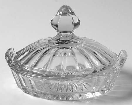 Narrow Flute Clear (Stem  393) Small Lemon Dish & Lid